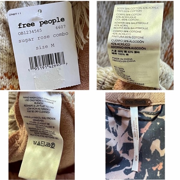 Free People Everything Nice Sugar Rose Pink Fringe Jacket M NWT - Picture 15 of 16